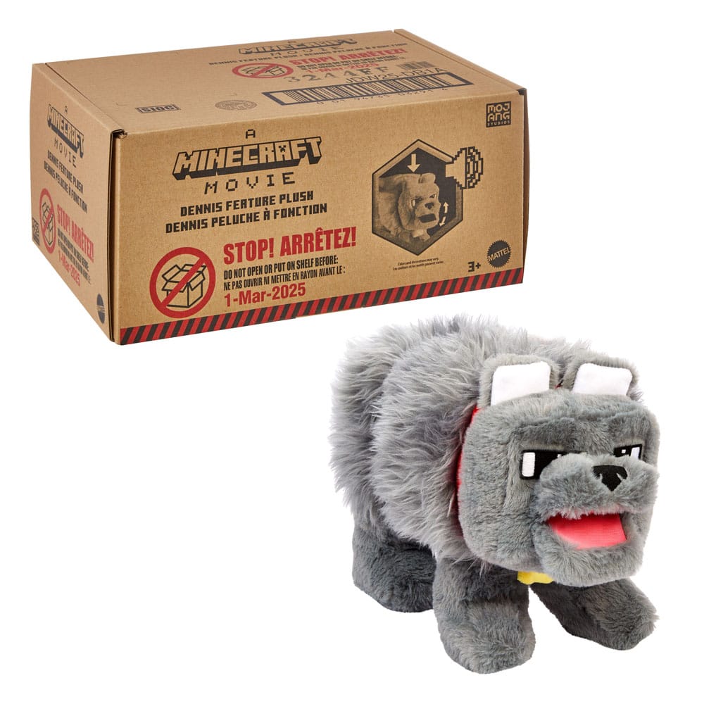 Een Minecraft -film pluche figuur Dennis de wolf 20 cm