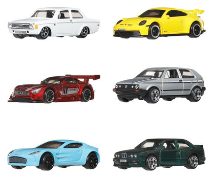 Hot Wheels Silver Series gegoten voertuig, 6-pack, 1/64 Euro-stijl