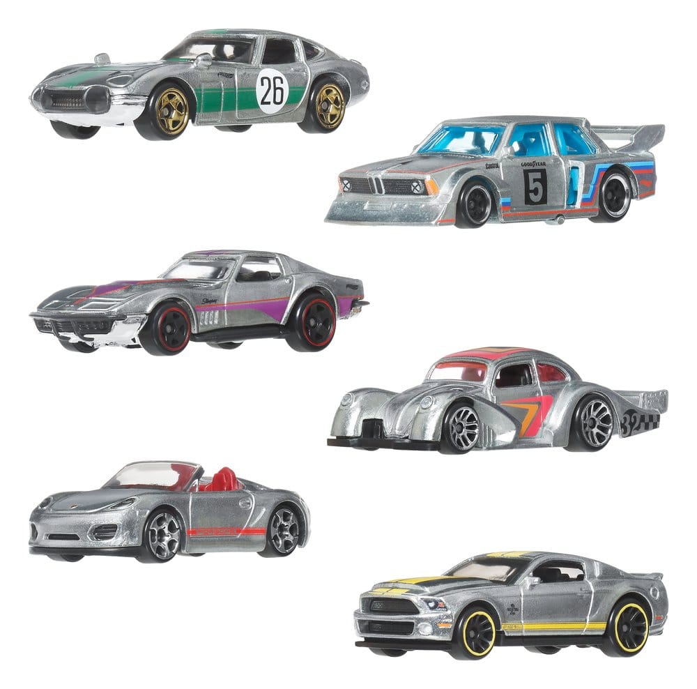 Hot Wheels Silver Series gegoten voertuig 6-pack 1/64 ZAMAC