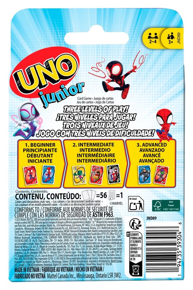 Spidey en zijn geweldige vrienden UNO Junior-kaartspel