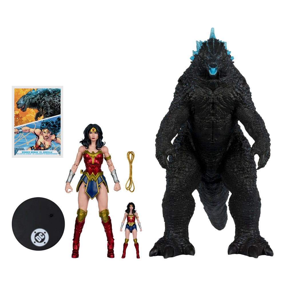 DC Justice League Monsterverse DC Multiverse actiefiguren 2-pack Wonder Woman Vs. Atomaire Blast Godzilla 18 cm