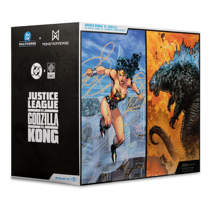 DC Justice League Monsterverse DC Multiverse actiefiguren 2-pack Wonder Woman Vs. Atomaire Blast Godzilla 18 cm