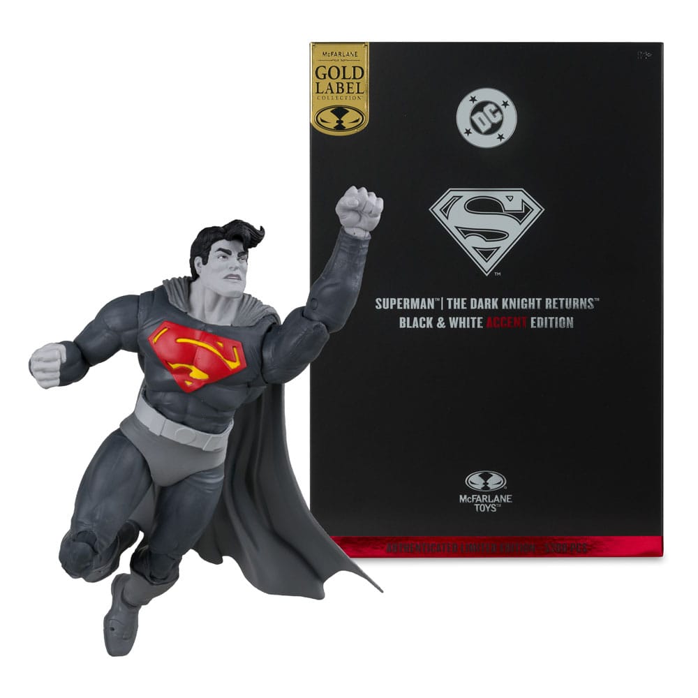 DC Multiverse actiefiguur Superman (The Dark Knight Returns) (Black & White Accent Edition) (gouden label) 18 cm