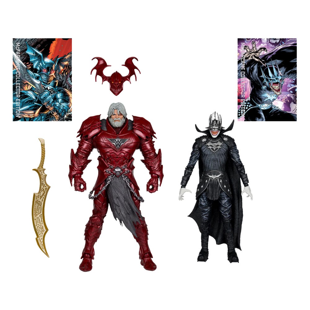 DC Multiverse McFarlane Collector Edition actiefiguren, 2-pack #04 Batman die lacht (Knight Armor) en genadeloos (Dark Multiverse) 18 cm