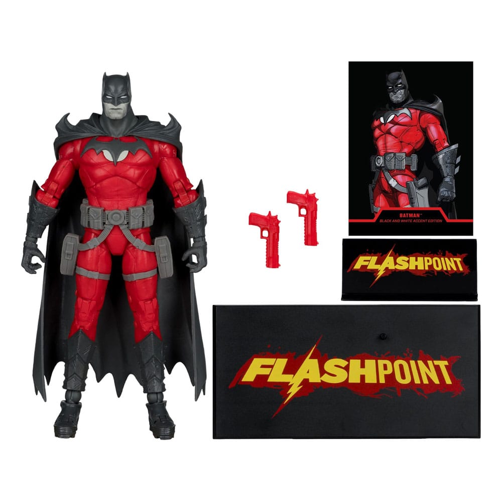 DC Multiverse actiefiguur Batman (Flashpoint) (zwart-wit accenteditie) (gouden label) 18 cm
