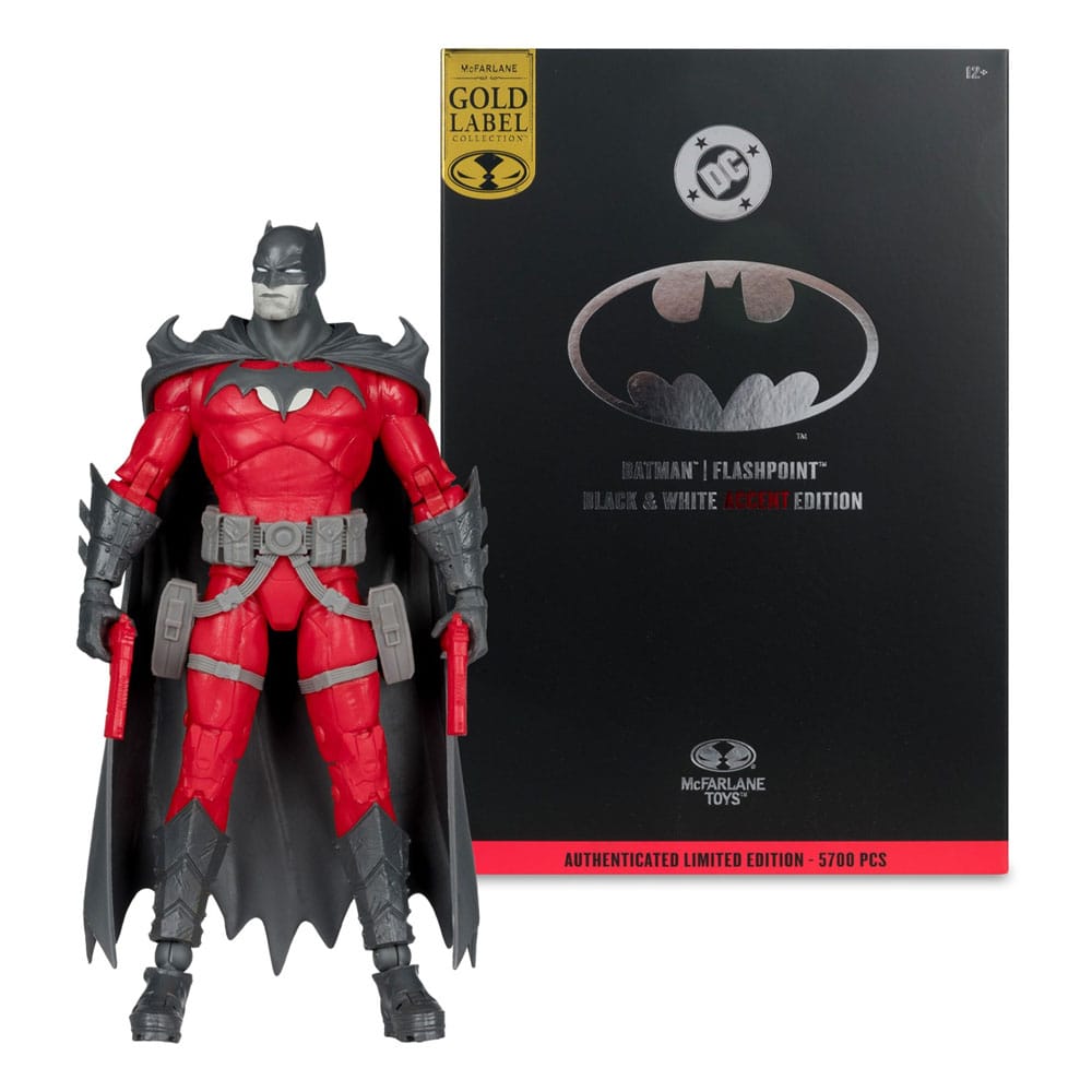 DC Multiverse actiefiguur Batman (Flashpoint) (zwart-wit accenteditie) (gouden label) 18 cm