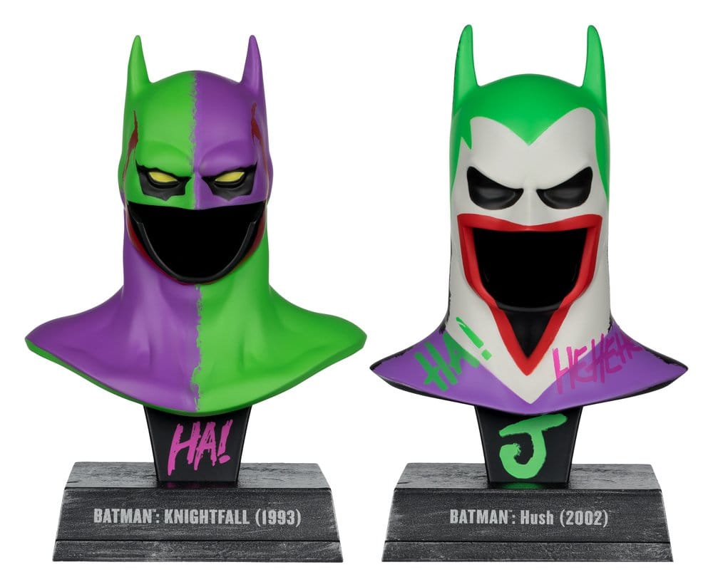 Batman DC Direct Mini Replica 1/3 2-pack Batman Cowls Hush & Knightfall (Jokerized) (gouden label) 18 cm