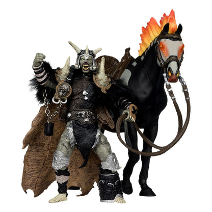 Spawn actiefiguur Bloodaxe met paard (spawn: de donkere eeuwen) (McFarlane Toys 30th Anniversary) (gouden label) 18 cm