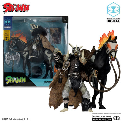 Spawn actiefiguur Bloodaxe met paard (spawn: de donkere eeuwen) (McFarlane Toys 30th Anniversary) (gouden label) 18 cm