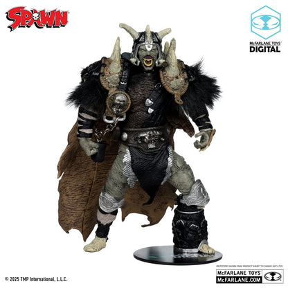 Spawn actiefiguur Bloodaxe met paard (spawn: de donkere eeuwen) (McFarlane Toys 30th Anniversary) (gouden label) 18 cm