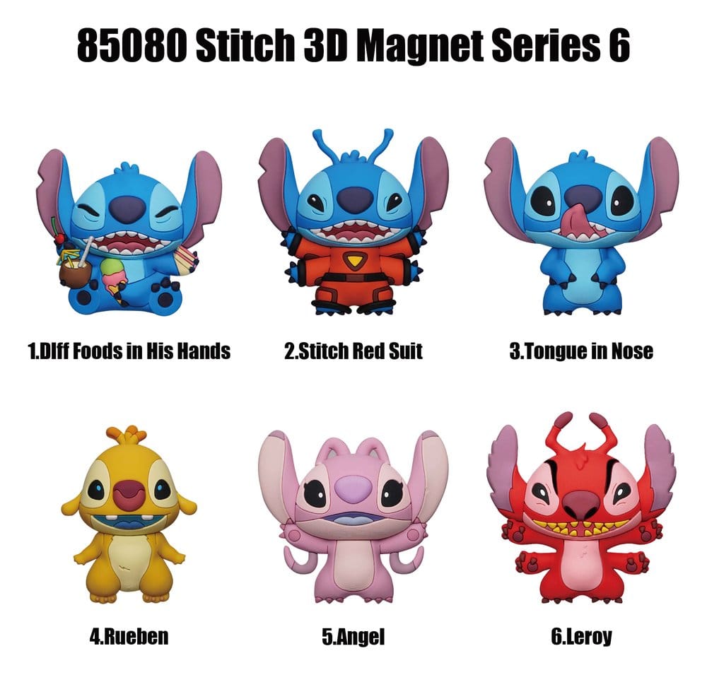 Lilo & Stitch 3D-magneten Stitch Series 6 Blind Pack-display (12)