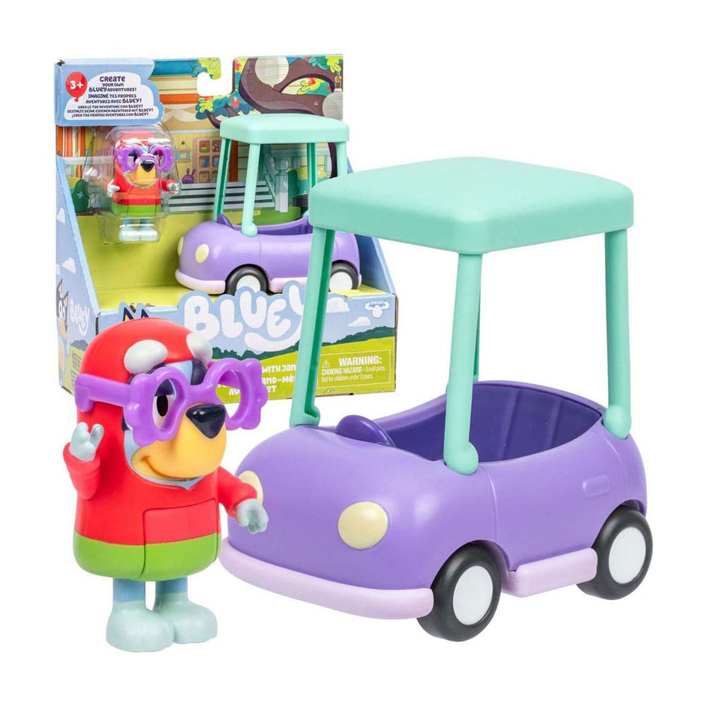 Bluey minifiguurspeelset Janet en oma-auto