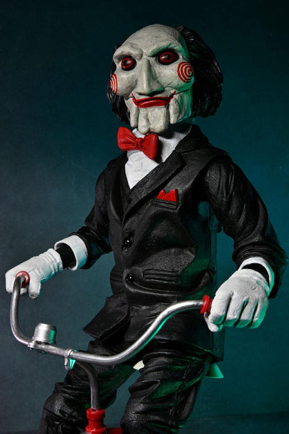 Zaagactiefiguur met geluid Billy met tricyle 30 cm
