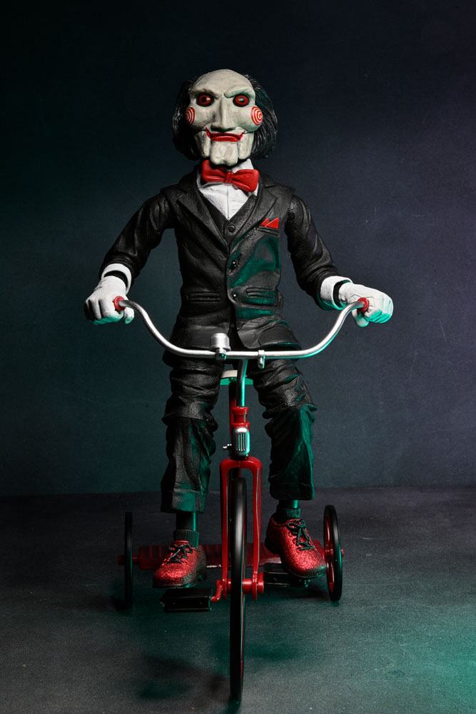 Zaagactiefiguur met geluid Billy met tricyle 30 cm