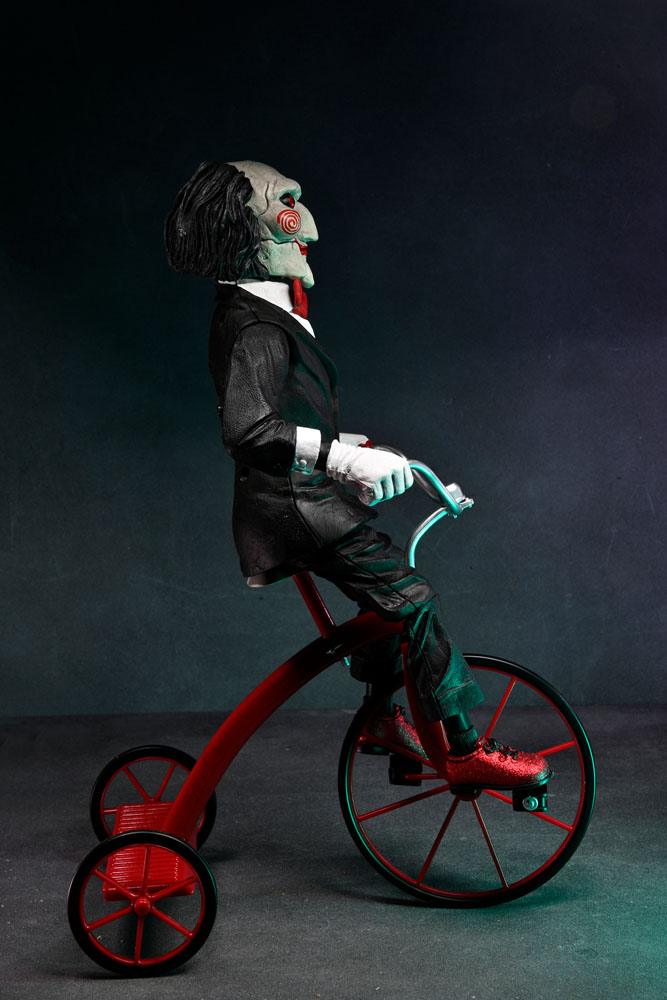 Zaagactiefiguur met geluid Billy met tricyle 30 cm