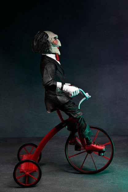 Zaagactiefiguur met geluid Billy met tricyle 30 cm