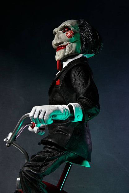 Zaagactiefiguur met geluid Billy met tricyle 30 cm