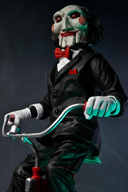 Zaagactiefiguur met geluid Billy met tricyle 30 cm
