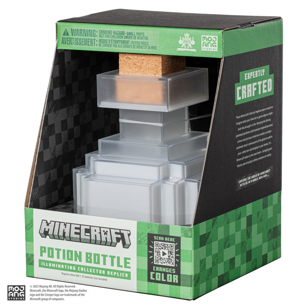 Minecraft replica verlichte drankje fles 16 cm