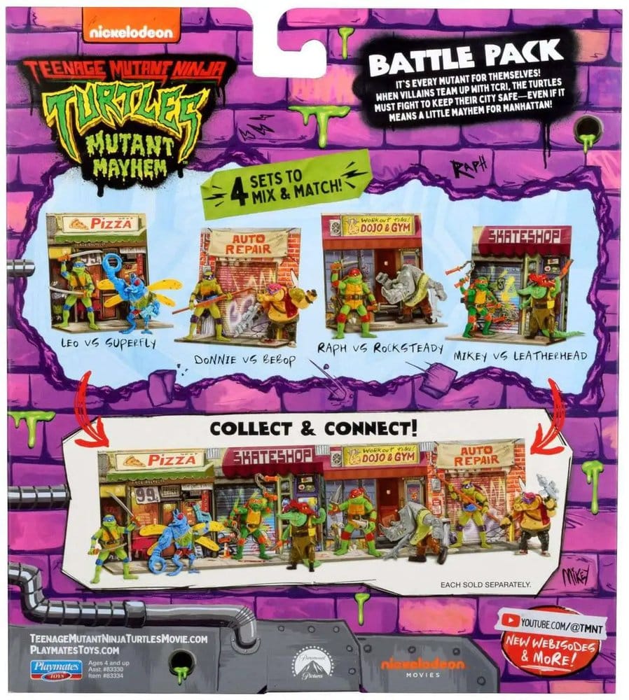 Teenage Mutant Ninja Turtles: Mutant Mayhem Battle Pack Actiefiguren Raphael vs. Rocksteady 11 cm