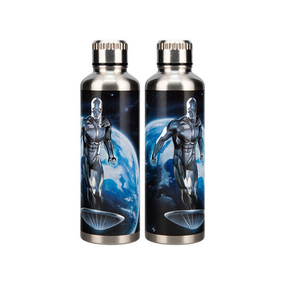 Fantastic vier metalen waterfles zilveren surfer