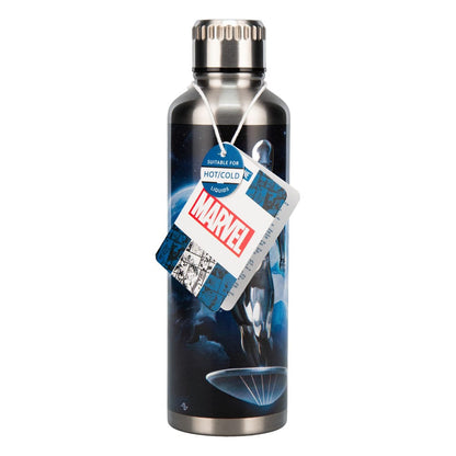 Fantastic vier metalen waterfles zilveren surfer