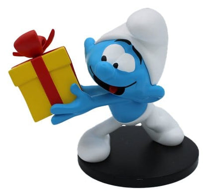 Het Smurfenbeeld Jokey Smurf met cadeau 10 cm