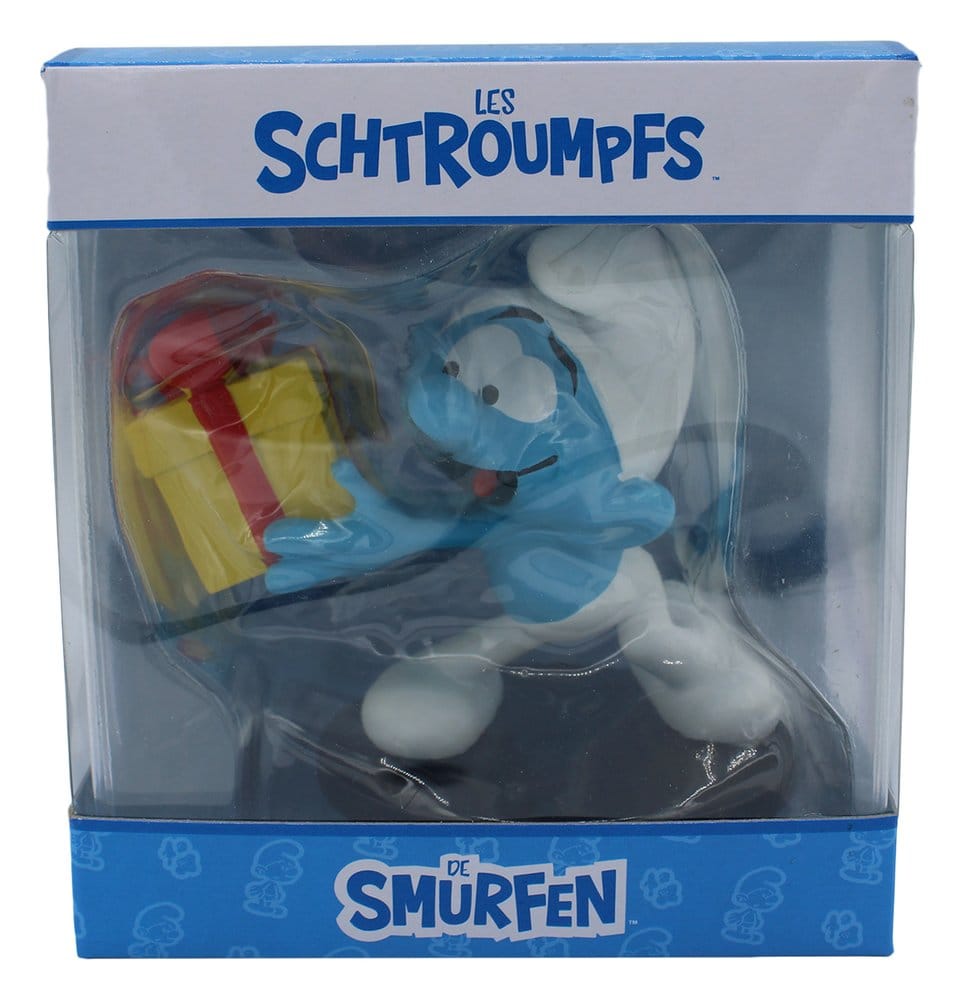 Het Smurfenbeeld Jokey Smurf met cadeau 10 cm