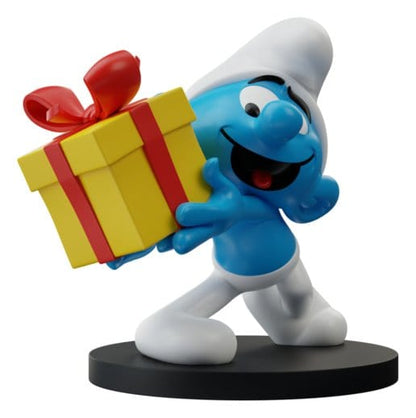 Het Smurfenbeeld Jokey Smurf met cadeau 10 cm