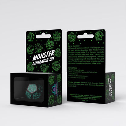 Viridian Jumbo Dice Monster Generator Die D12 Zwart