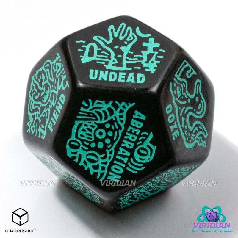 Viridian Jumbo Dice Monster Generator Die D12 Zwart