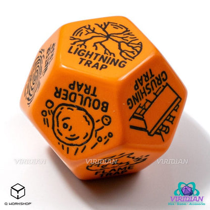 Viridian Jumbo Dice Trap Generator Die D12 Oranje