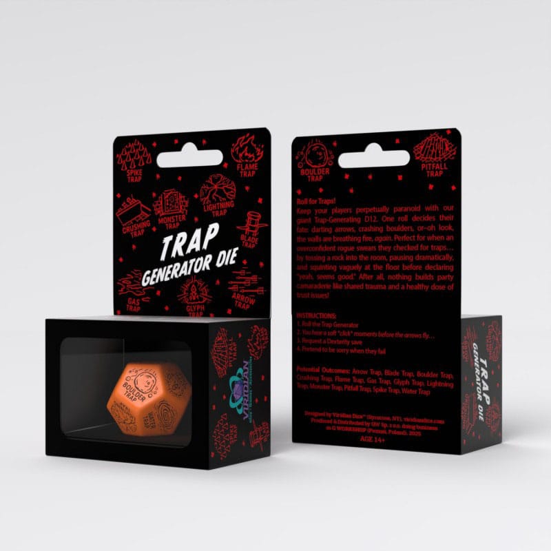 Viridian Jumbo Dice Trap Generator Die D12 Oranje