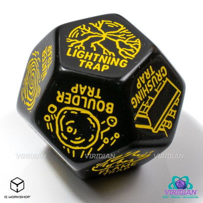 Viridian Jumbo Dice Trap Generator Die D12 Zwart