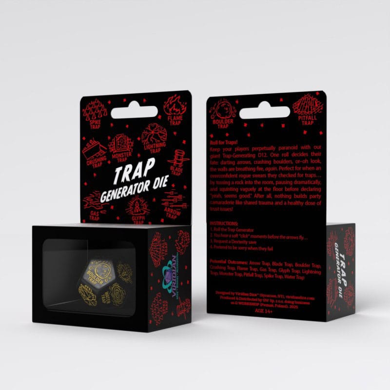 Viridian Jumbo Dice Trap Generator Die D12 Zwart