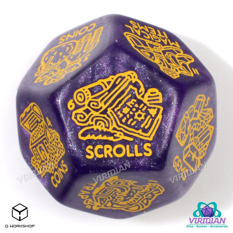 Viridian Jumbo Dice Treasure Generator Die D12 Glinsterend Paars
