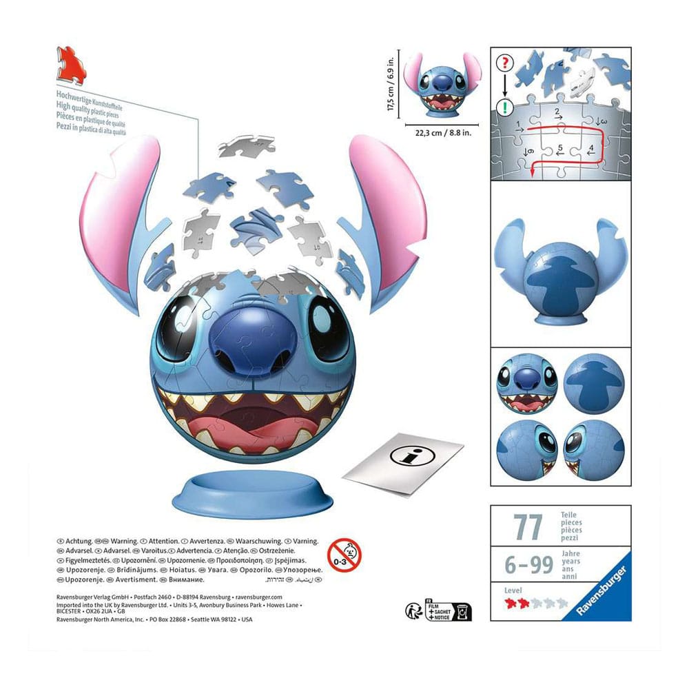 Lilo & Stitch 3D Puzzle Ball met orensteek (77 stuks)