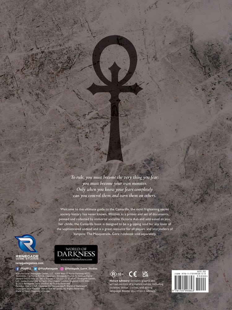 Vampire: The Masquerade 5e editie RPG-boek Camarilla Sourcebook *Engelse versie*