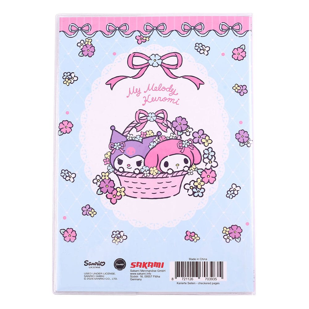 Sanrio Notitieboekje Kuromi & My Melody Pastelbloem Holografisch Geruit