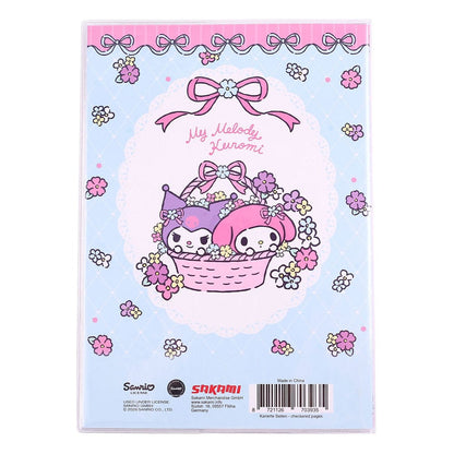 Sanrio Notitieboekje Kuromi & My Melody Pastelbloem Holografisch Geruit