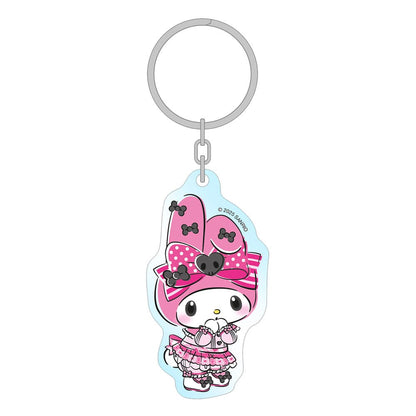 Sanrio Roze Zwart Party Series Acryl Sleutelhanger My Melody 7 cm
