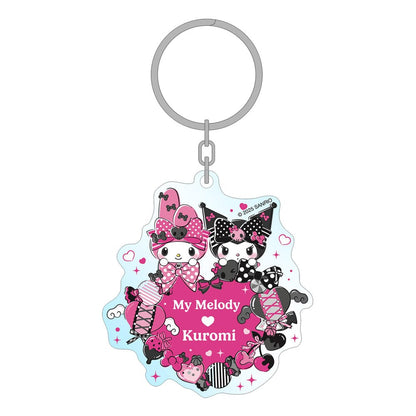 Sanrio Roze Zwart Party Series Acryl Sleutelhanger My Melody & Kuromi 7 cm