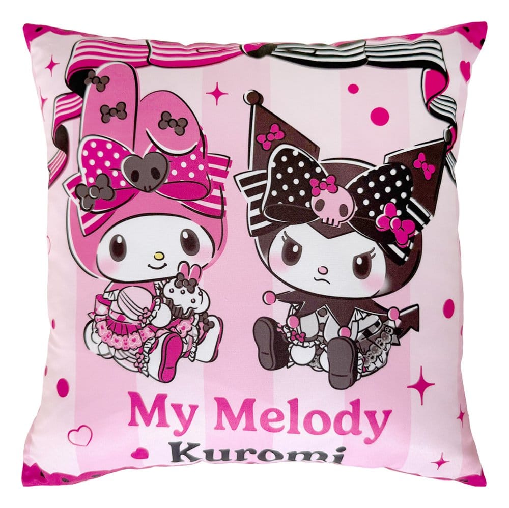 Sanrio Roze Zwart Party Series Kussen Kuromi & My Melody 35 x 35 cm