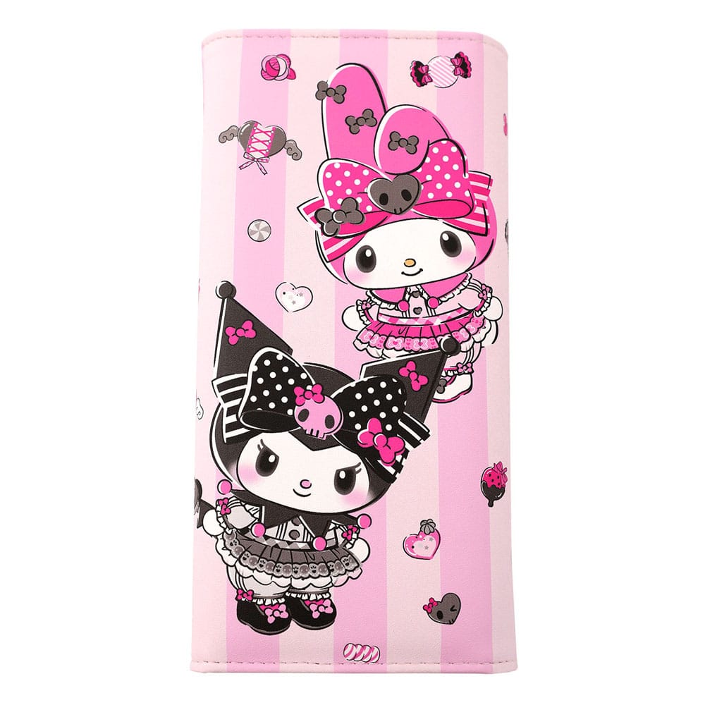 Sanrio Roze Zwarte Party Series Portemonnee Kuromi & My Melody