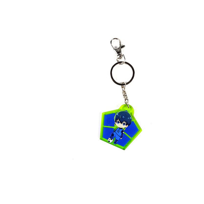 Blauwe slot acryl sleutelhanger yoichi isagi chibi stijl 5 cm