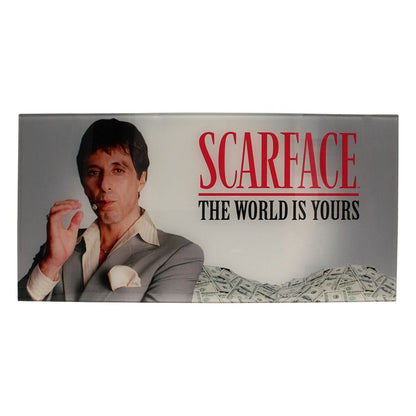 Scarface Glasposter The World Is Yours (Grijze Achtergrond) 60 x 30 cm