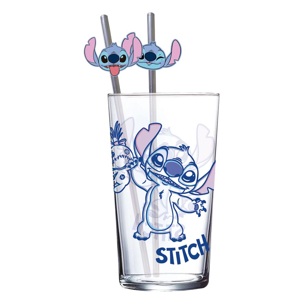 Lilo & Stitch Glazen beker met rietjes Stitch 485 ml