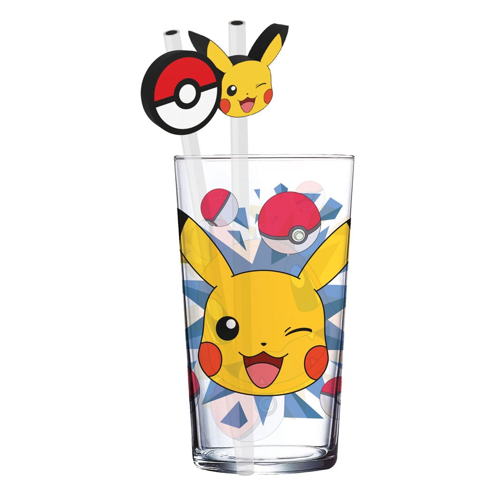 Pokémon Glazen Tumbler met Rietjes Pikachu 485 ml