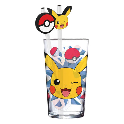 Pokémon Glazen Tumbler met Rietjes Pikachu 485 ml