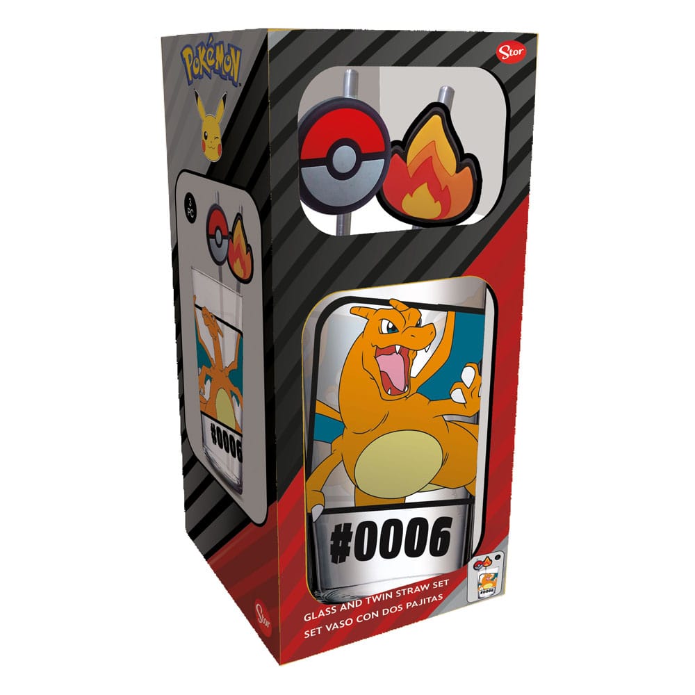 Pokémon Glazen Tumbler met Rietjes Charizard 480 ml